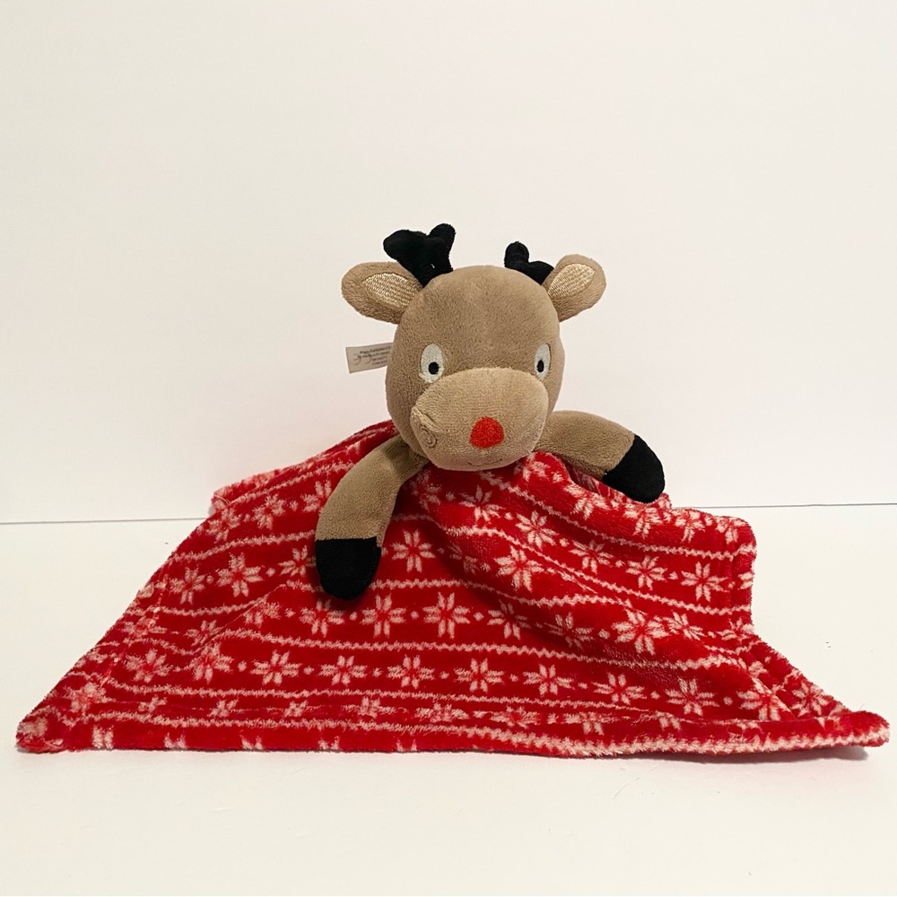 Jainco Reindeer Lovey Red White Snowflakes Deer Plush Baby Toy Security Blanket